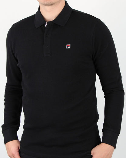 Fila Vintage Langarm-Poloshirt Schwarz