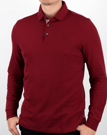 Aquascutum Hillington Langarm-Poloshirt Bordeaux