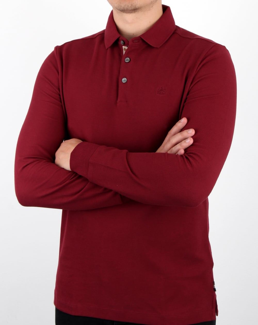 Aquascutum Hillington Langarm-Poloshirt Bordeaux