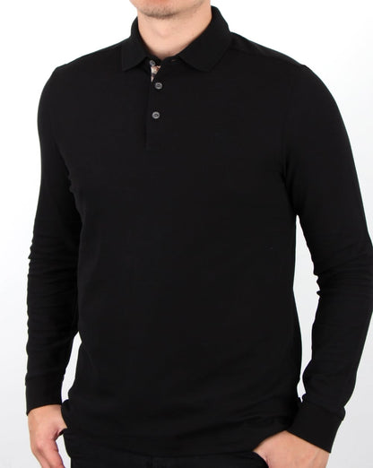 Aquascutum Hillington Langarm-Poloshirt Schwarz