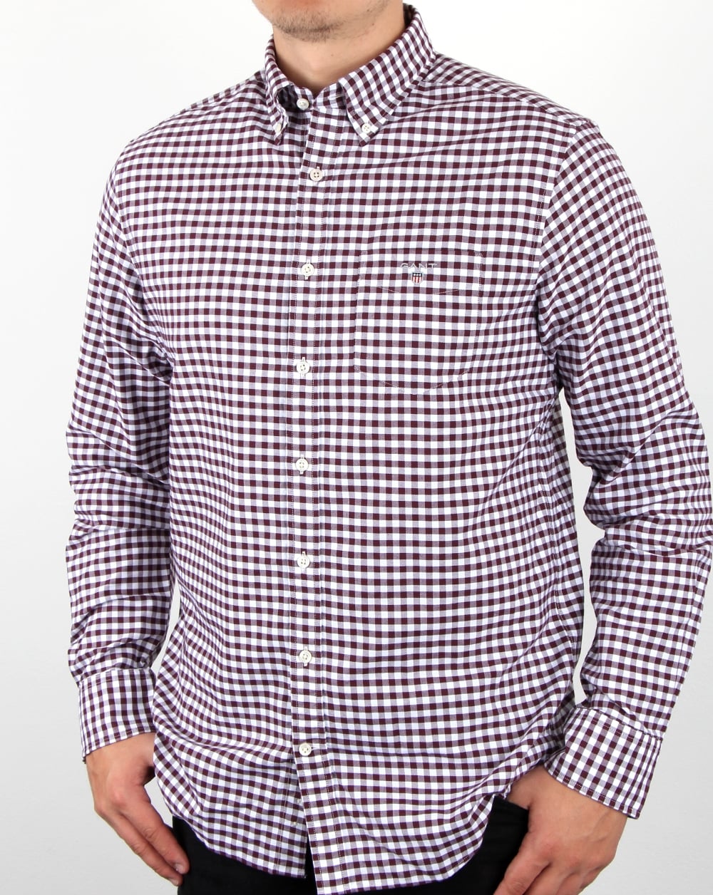 Gant Oxford Gingham Hemd Lila Wein