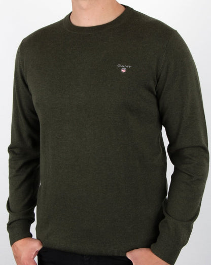 Gant Baumwoll-Wollpullover Hunter Green