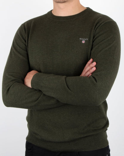Gant Baumwoll-Wollpullover Hunter Green