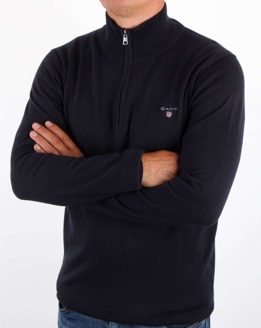 Gant Quarter Zip knit Jumper Navy