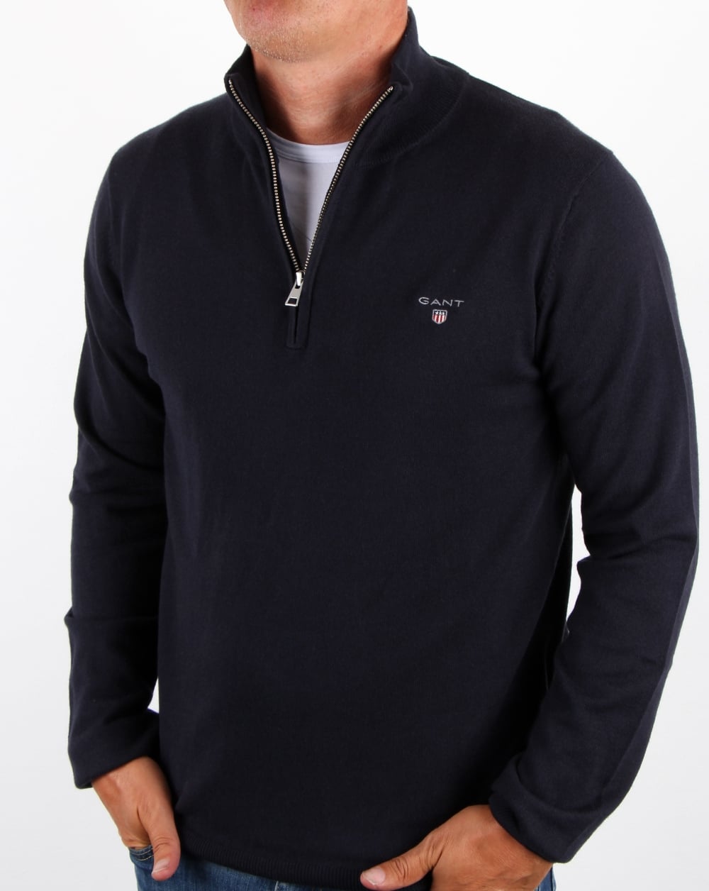 Gant Quarter Zip knit Jumper Navy