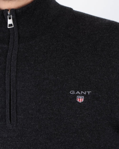 Gant – Pullover aus Baumwoll- und Wollmischung mit Reißverschluss in Anthrazit