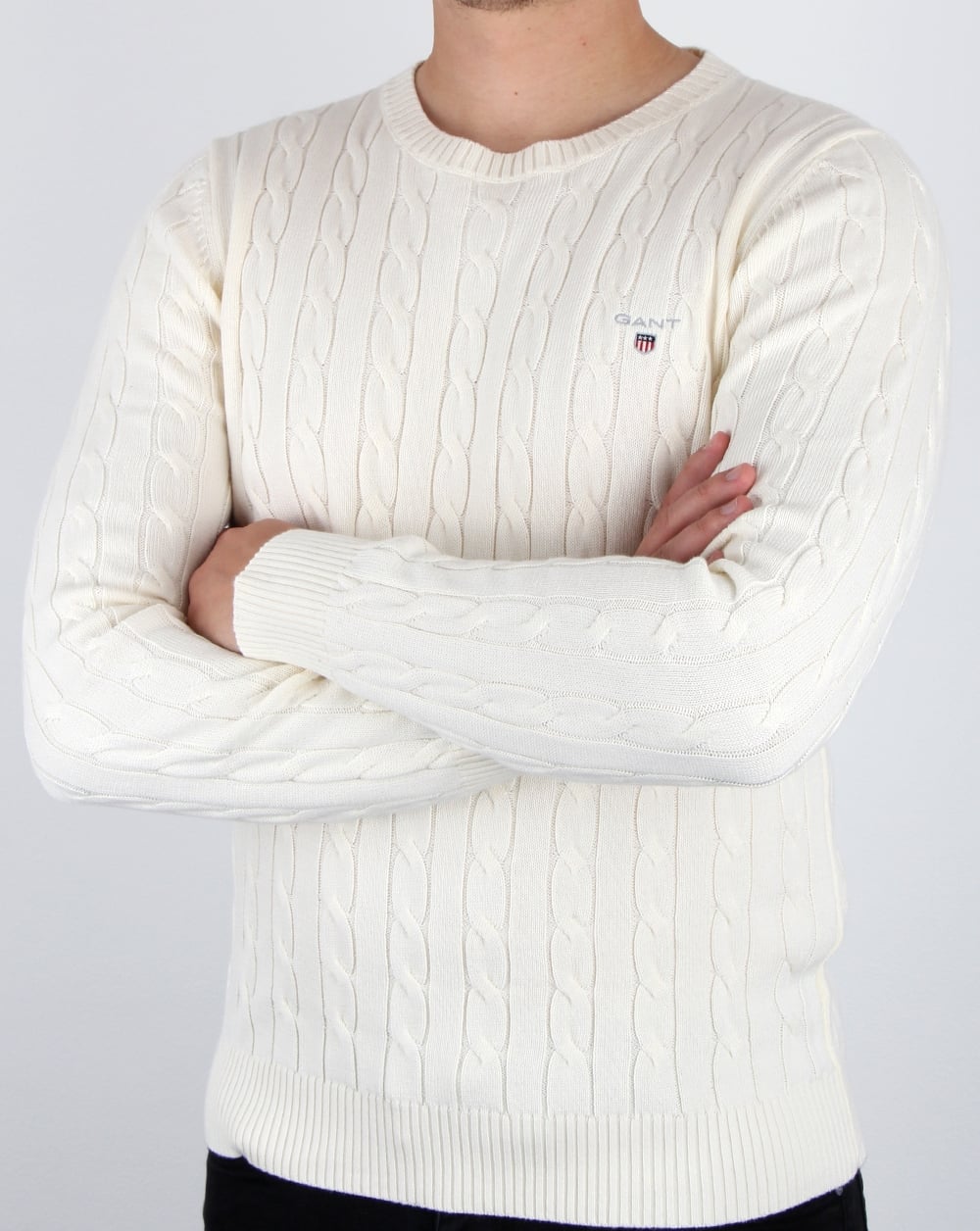 Gant Cotton Cable Crew Jumper Cream