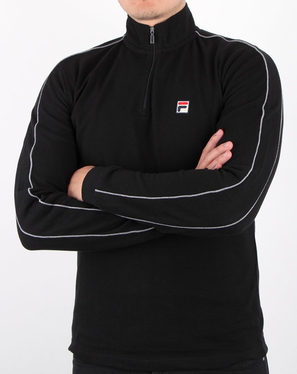 Fila Vintage Rollkragenpullover mit Viertelreißverschluss in Schwarz