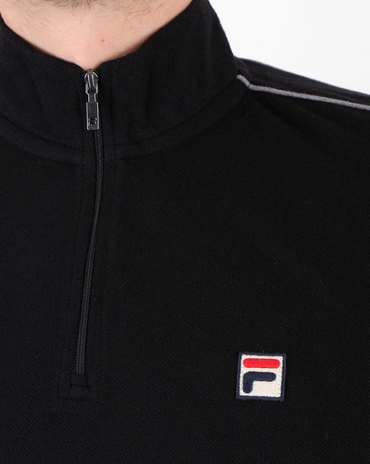 Fila Vintage Rollkragenpullover mit Viertelreißverschluss in Schwarz