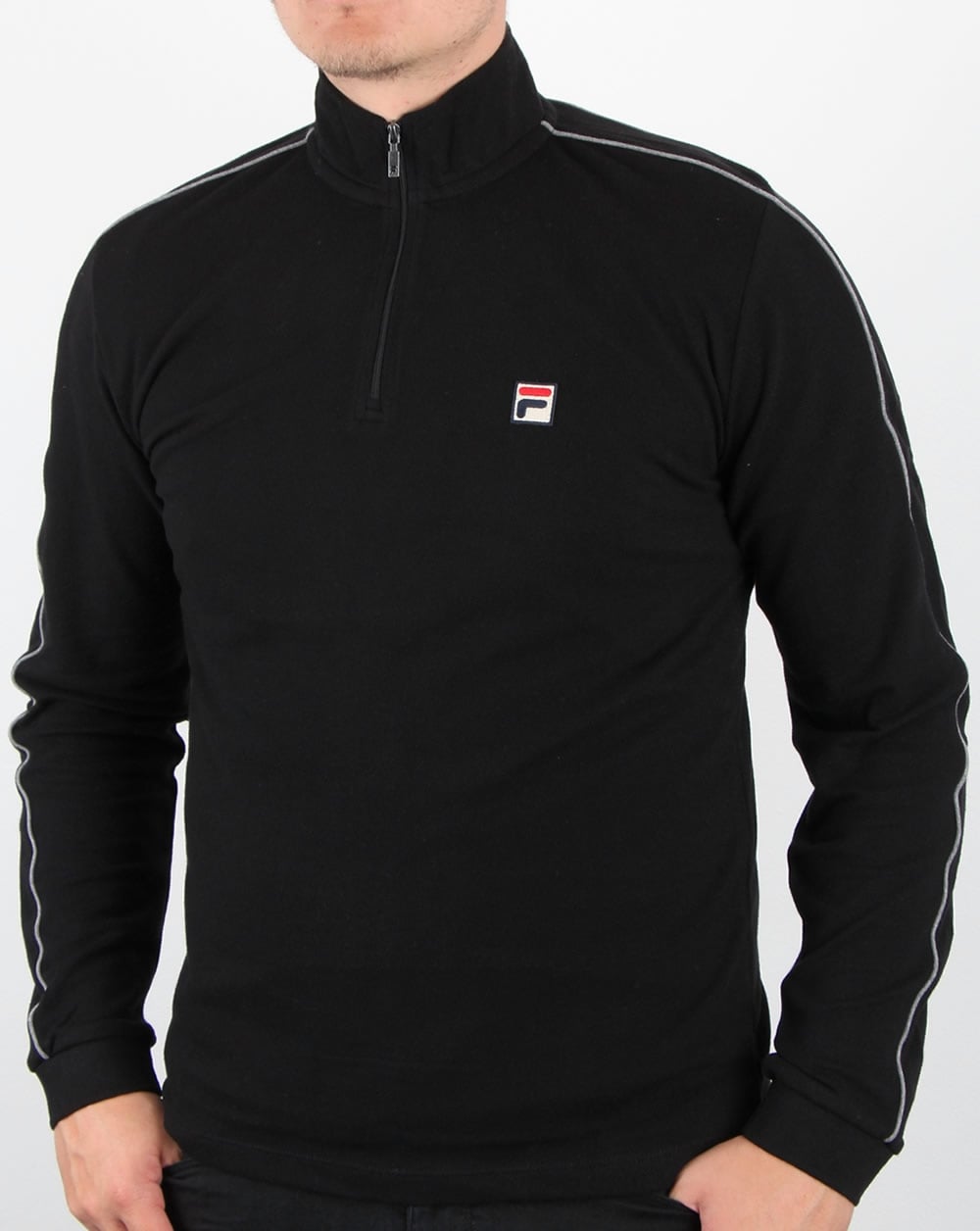 Fila Vintage Rollkragenpullover mit Viertelreißverschluss in Schwarz