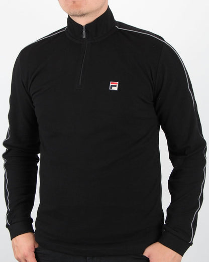 Fila Vintage Rollkragenpullover mit Viertelreißverschluss in Schwarz
