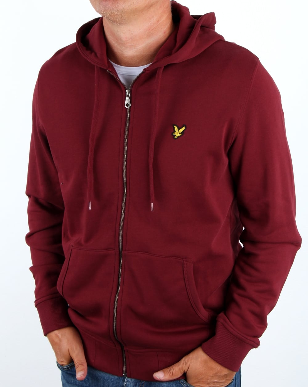 Lyle And Scott – Durchgehender Kapuzenpullover mit Reißverschluss in Claret Jug