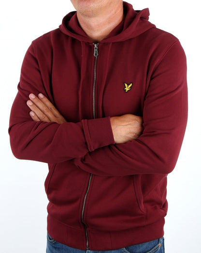 Lyle And Scott – Durchgehender Kapuzenpullover mit Reißverschluss in Claret Jug