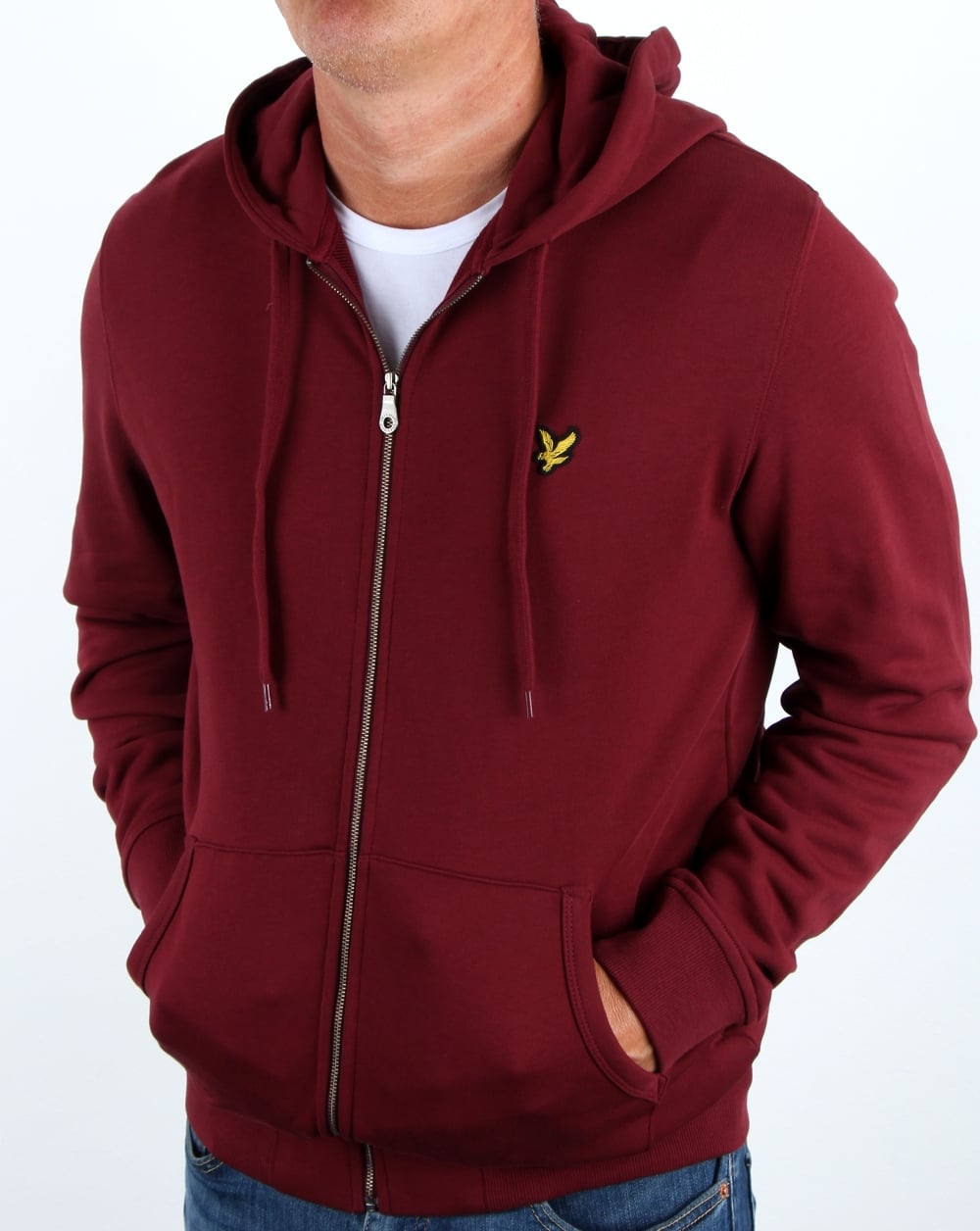 Lyle And Scott – Durchgehender Kapuzenpullover mit Reißverschluss in Claret Jug