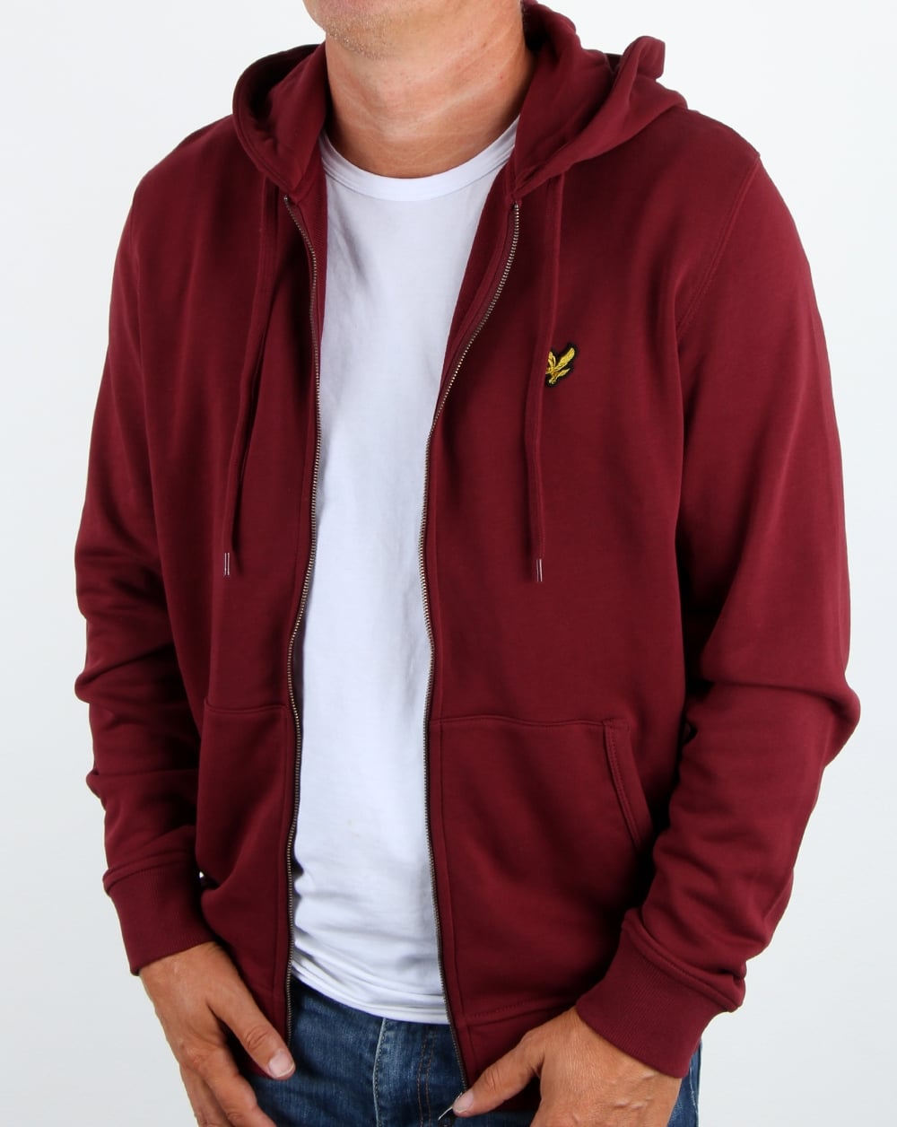 Lyle And Scott – Durchgehender Kapuzenpullover mit Reißverschluss in Claret Jug