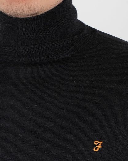 Farah Gosforth Merino Rollkragenpullover in dunklem Asphaltmeliert