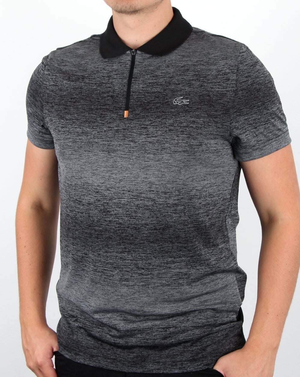 Lacoste Poloshirt mit Reißverschlusskragen Schwarz/Kupfer