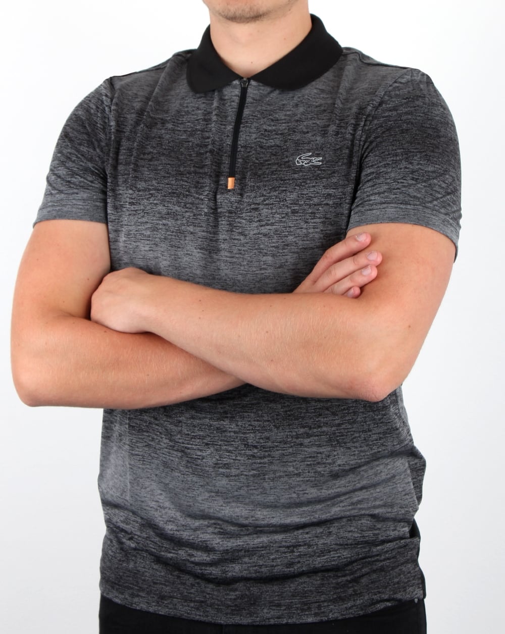 Lacoste Poloshirt mit Reißverschlusskragen Schwarz/Kupfer