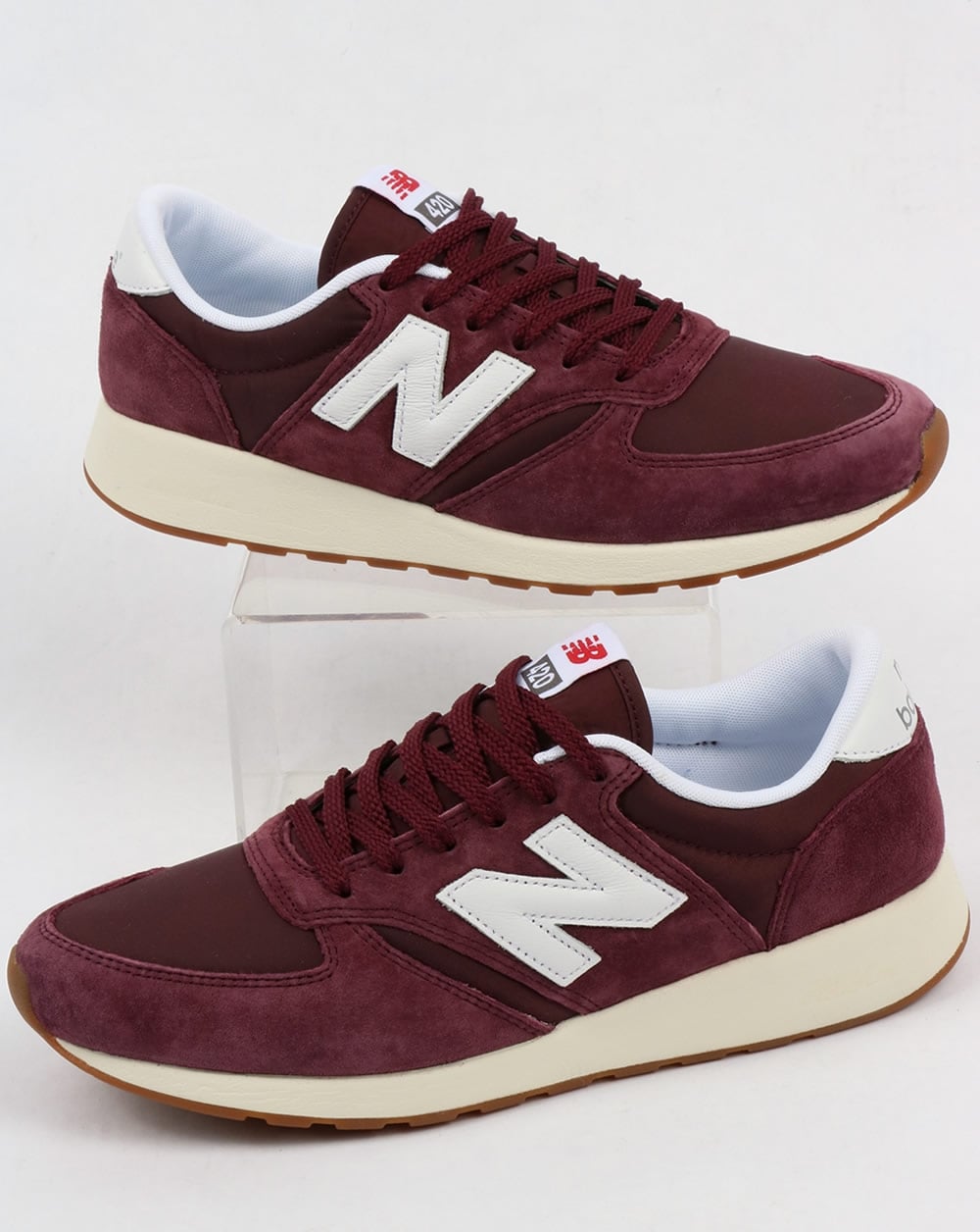 New Balance 420 Re-Engineered Wildleder-Sneaker Burgund/Weiß