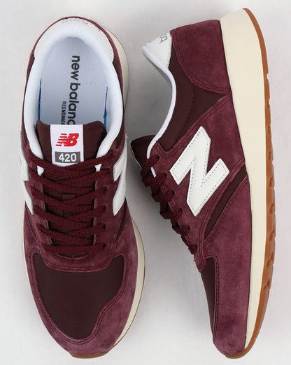 New Balance 420 Re-Engineered Wildleder-Sneaker Burgund/Weiß