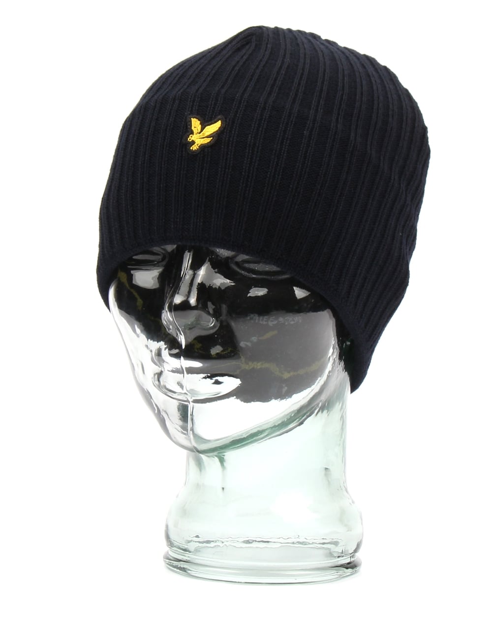 Lyle And Scott – Gerippte Strickmütze in Marineblau