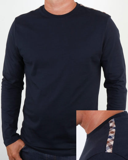 Aquascutum Southport Langarm-T-Shirt, Marineblau