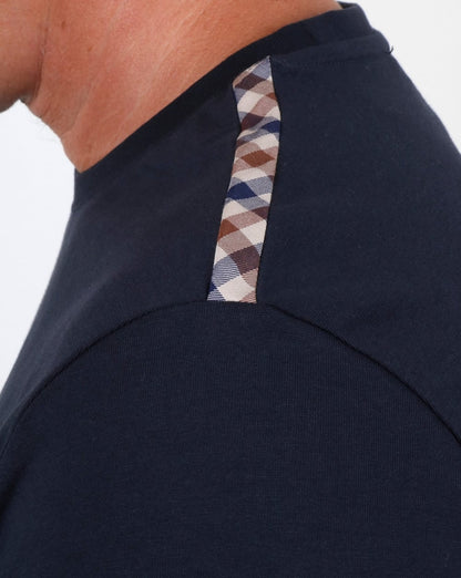 Aquascutum Southport Langarm-T-Shirt, Marineblau