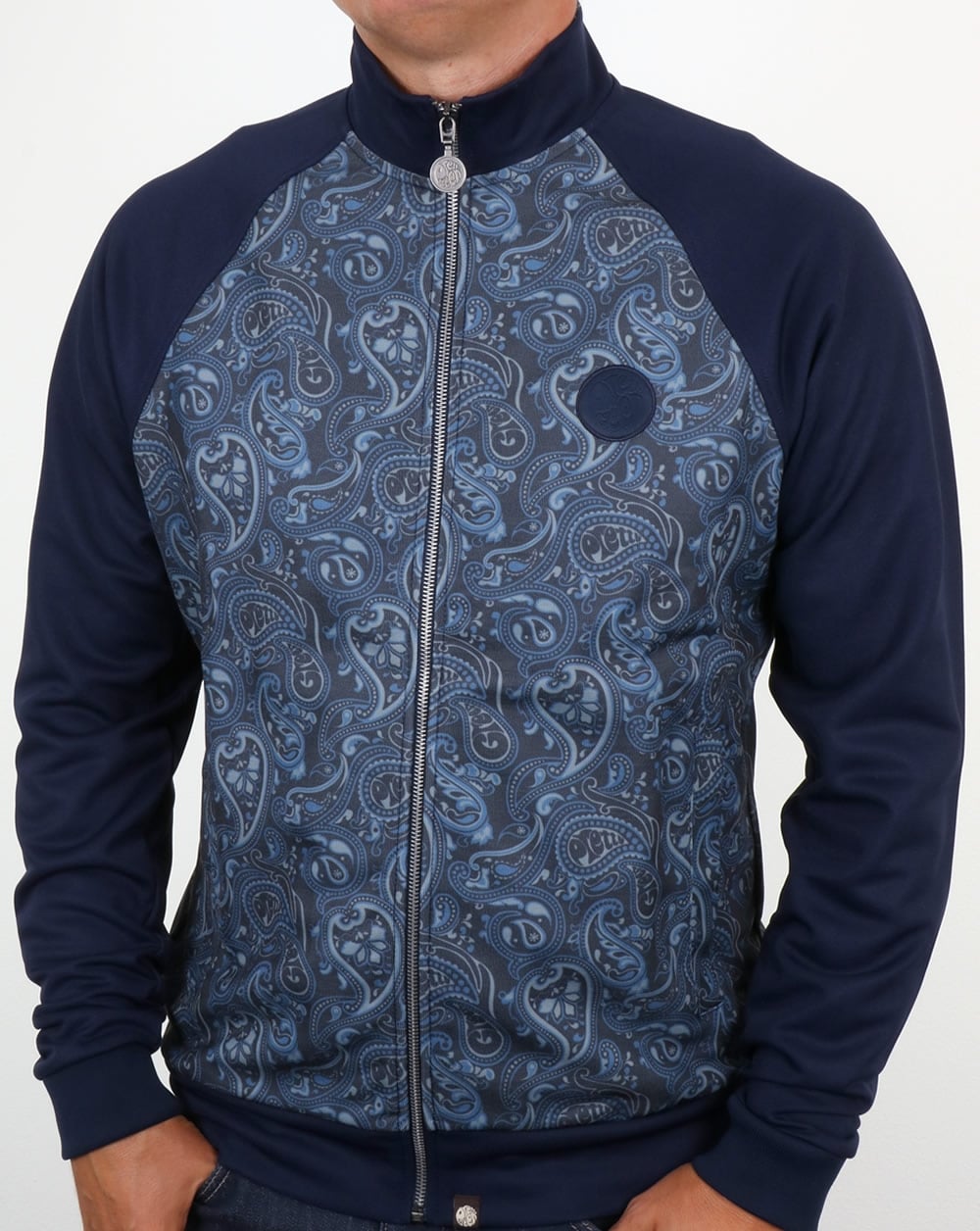 Pretty Green – Corrigan Paisley-Trainingsjacke, Marineblau