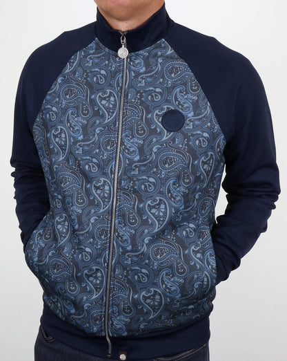 Pretty Green – Corrigan Paisley-Trainingsjacke, Marineblau