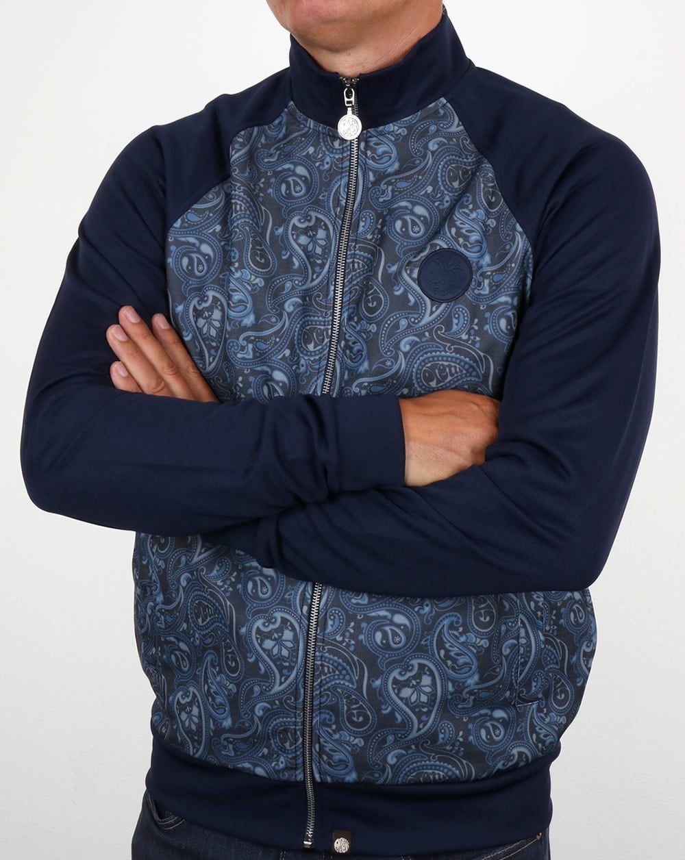 Pretty Green – Corrigan Paisley-Trainingsjacke, Marineblau