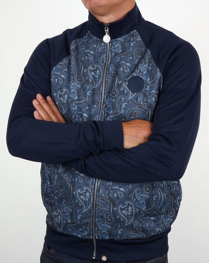 Pretty Green – Corrigan Paisley-Trainingsjacke, Marineblau