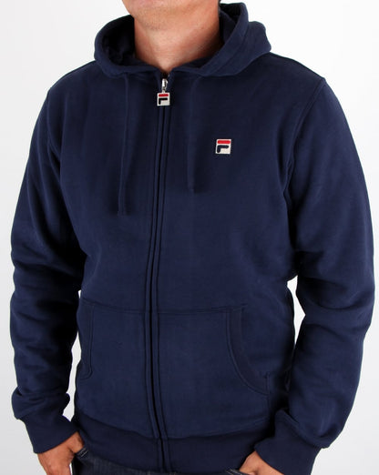 Fila Vintage – Kapuzenjacke mit durchgehendem Reißverschluss, Marineblau
