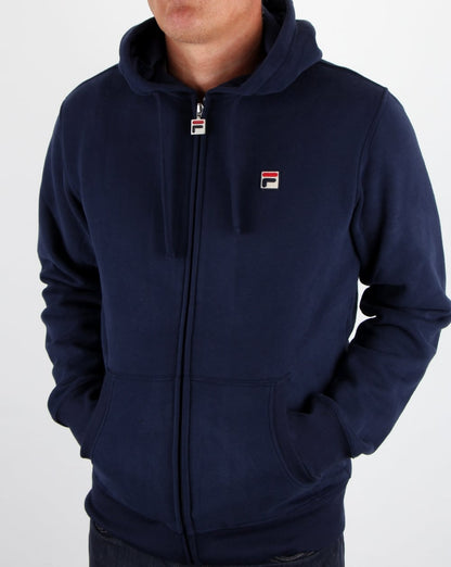 Fila Vintage – Kapuzenjacke mit durchgehendem Reißverschluss, Marineblau