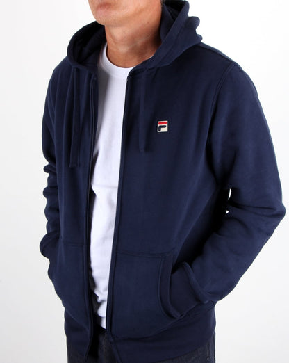 Fila Vintage – Kapuzenjacke mit durchgehendem Reißverschluss, Marineblau