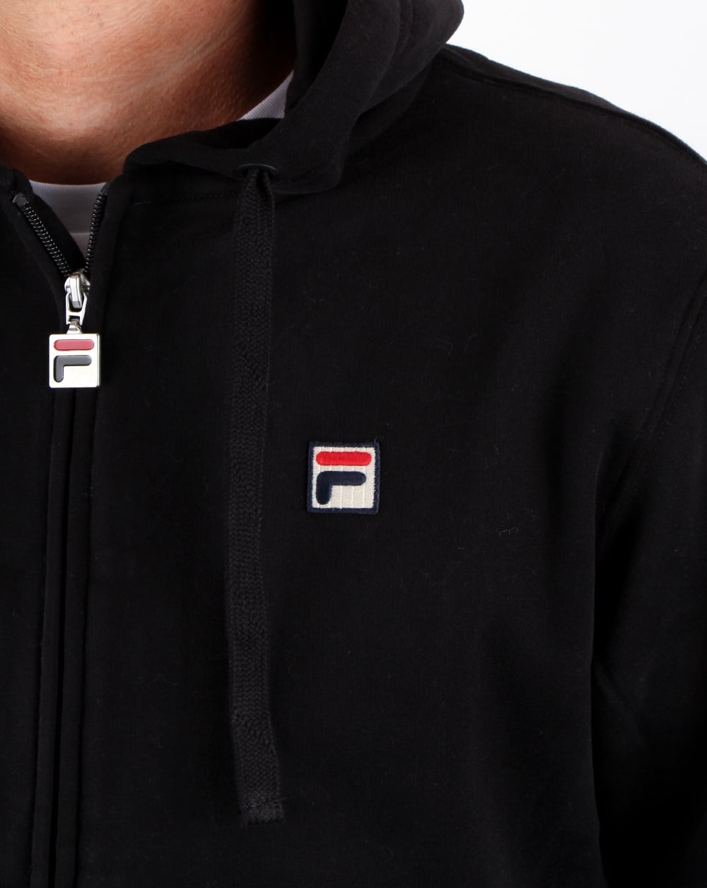 Fila Vintage Kapuzenoberteil mit durchgehendem Reißverschluss in Schwarz