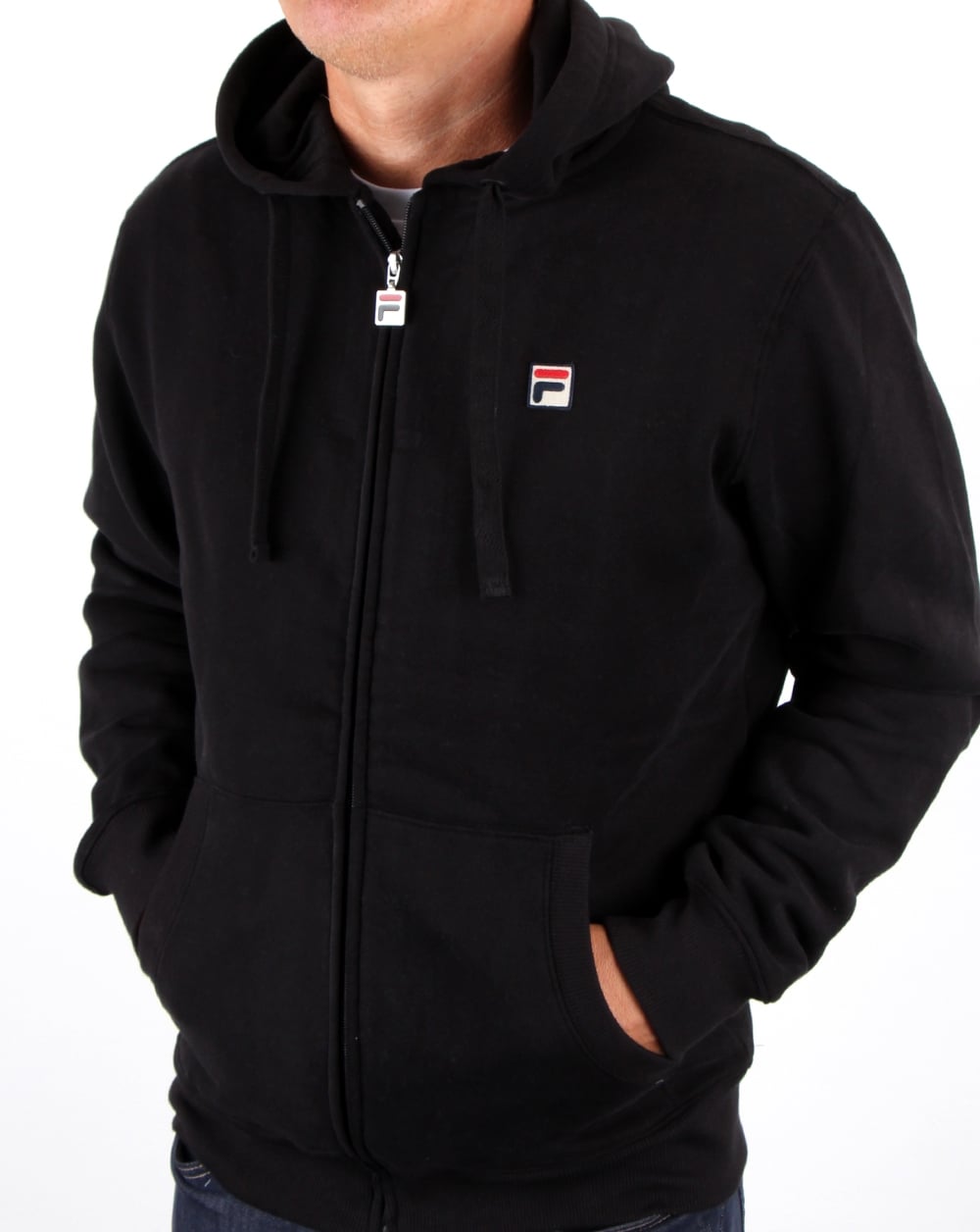 Fila Vintage Kapuzenoberteil mit durchgehendem Reißverschluss in Schwarz