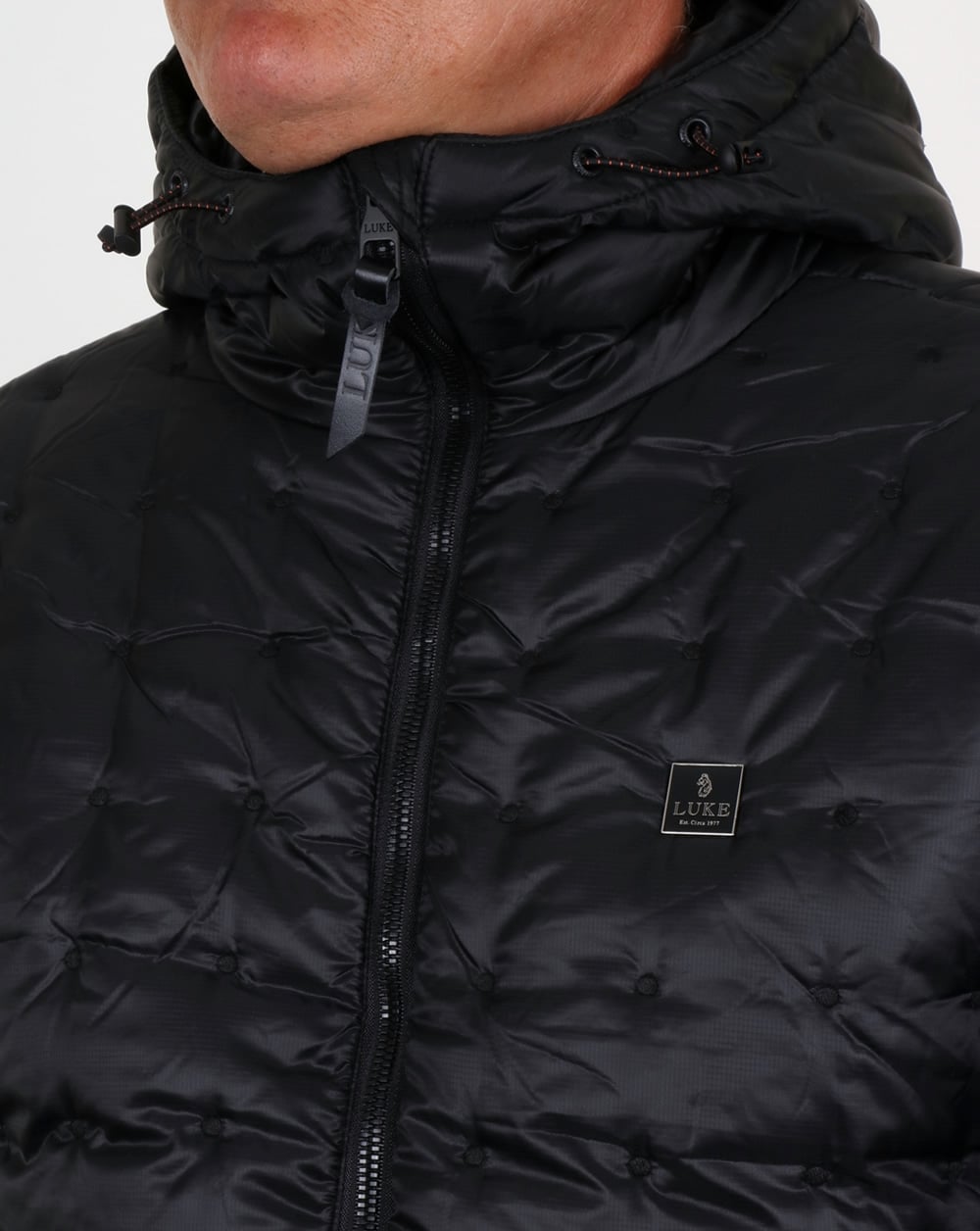 Luke Paddie Spot Steppjacke mit Kapuze Schwarz