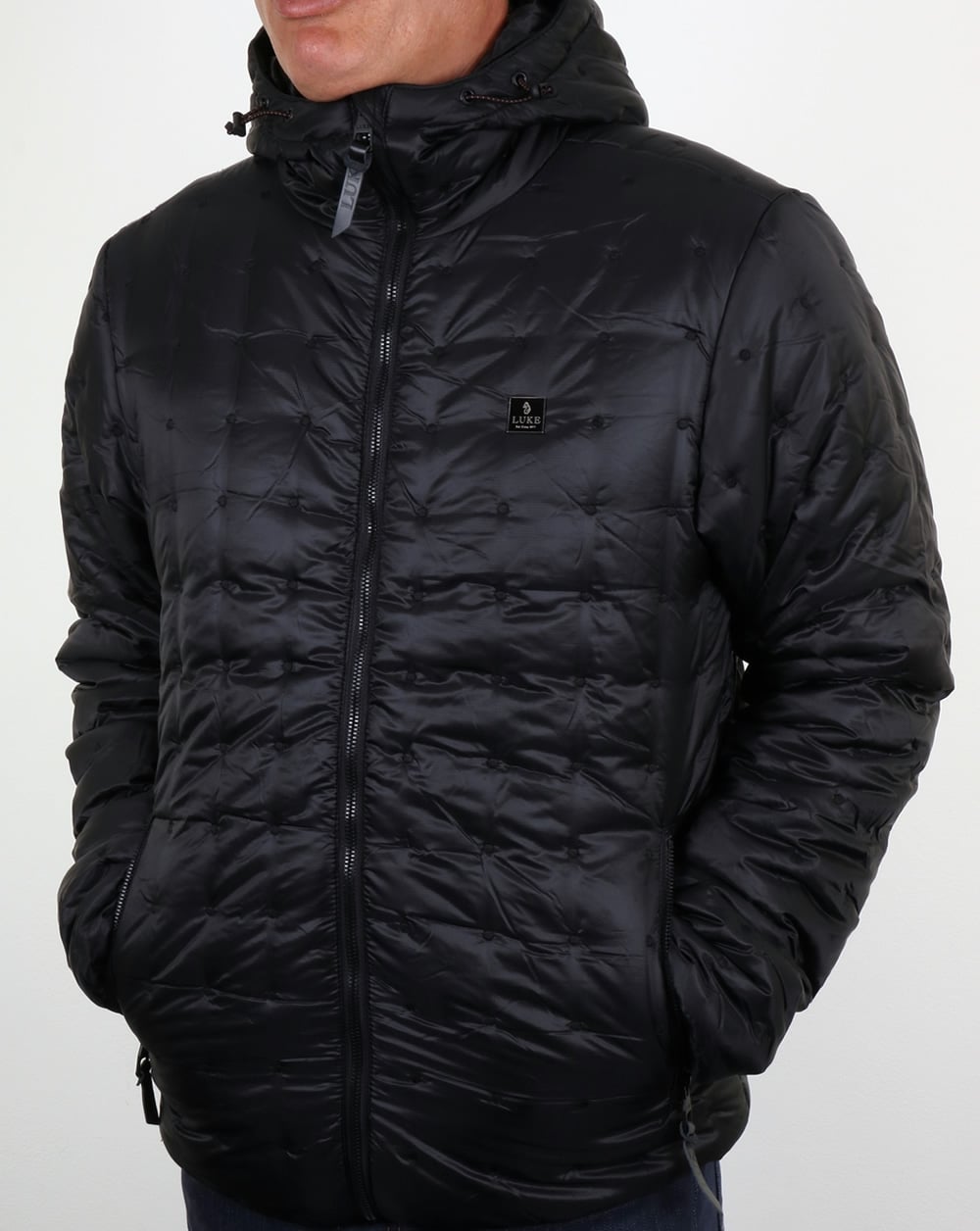 Luke Paddie Spot Steppjacke mit Kapuze Schwarz