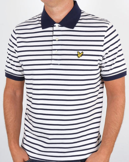 Lyle And Scott – Poloshirt mit Breton-Streifen in Off-White