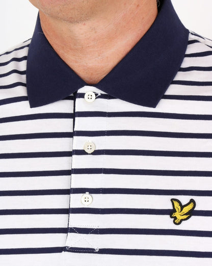 Lyle And Scott – Poloshirt mit Breton-Streifen in Off-White