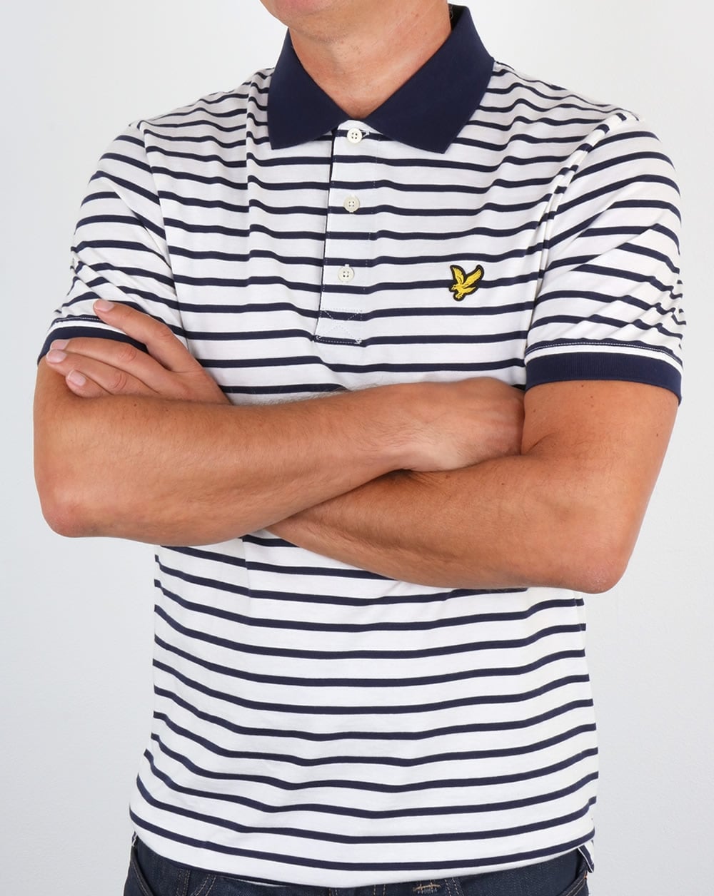 Lyle And Scott – Poloshirt mit Breton-Streifen in Off-White
