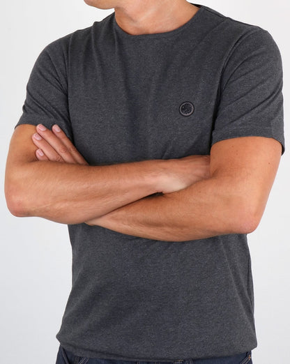Pretty Green – Mitchell – T-Shirt in Dunkelgrau meliert