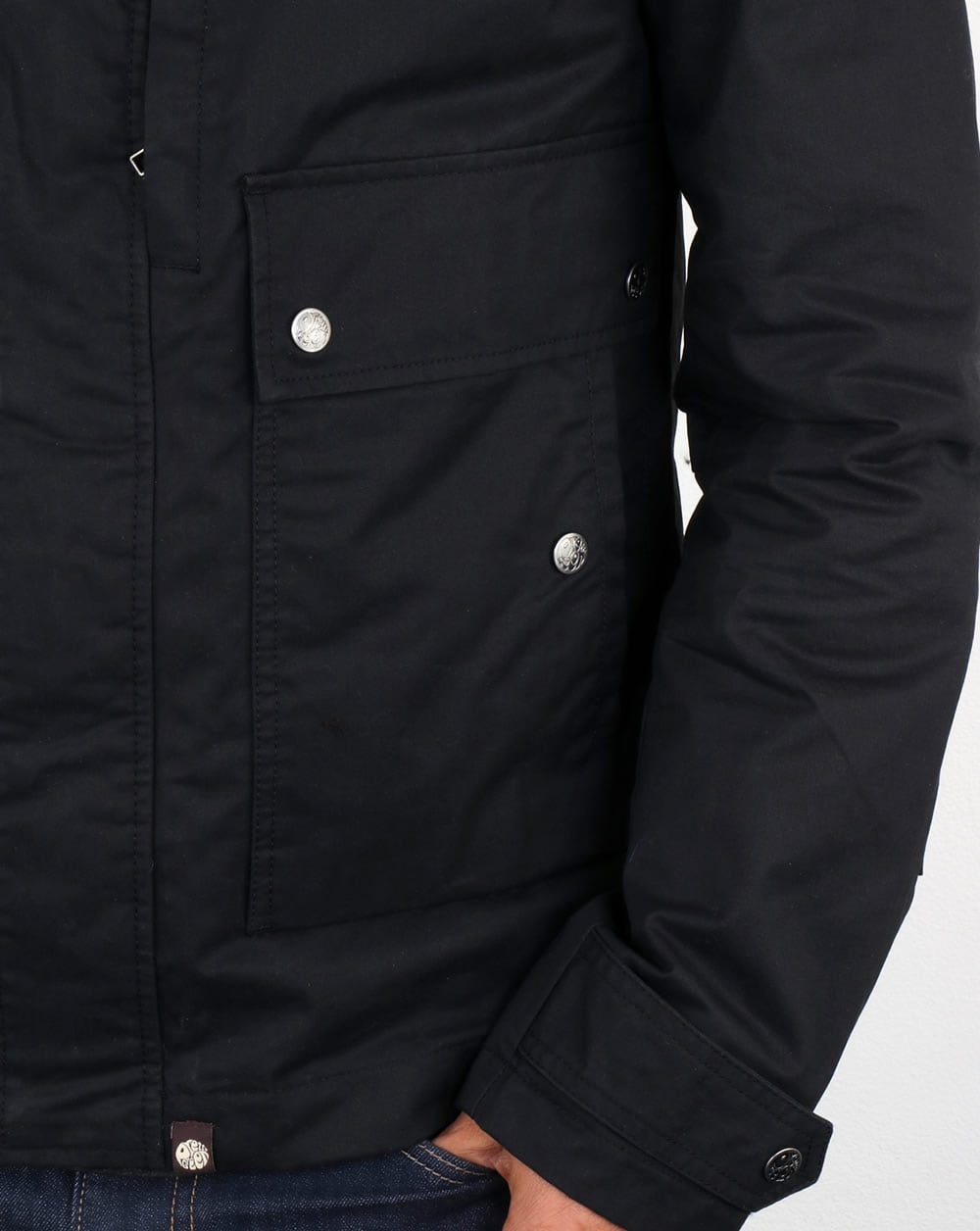 Pretty Green Garrat Wachsjacke Marineblau
