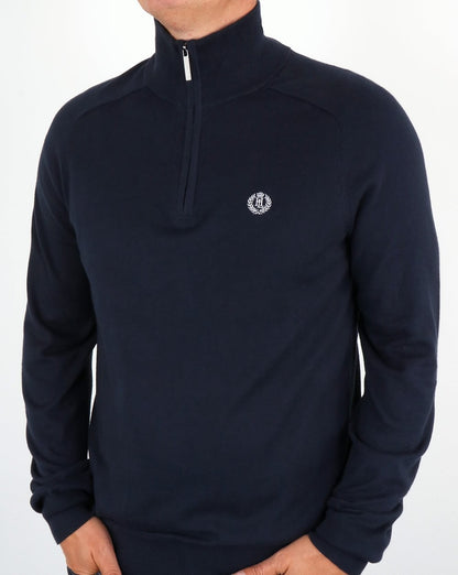 Henri Lloyd Morgan – Strickpullover mit halbem Reißverschluss in Marineblau