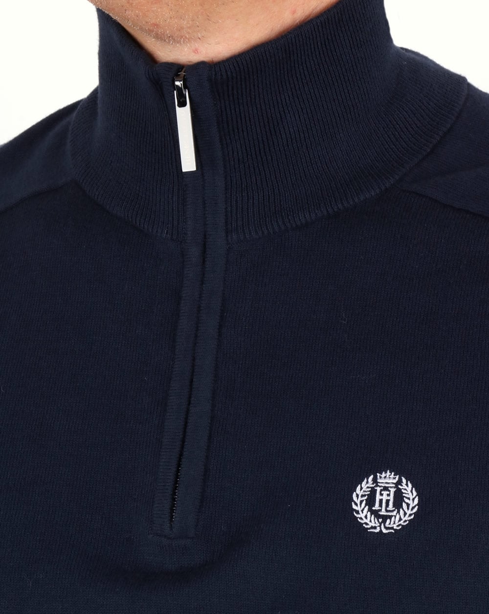 Henri Lloyd Morgan – Strickpullover mit halbem Reißverschluss in Marineblau
