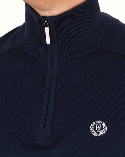 Henri Lloyd Morgan – Strickpullover mit halbem Reißverschluss in Marineblau