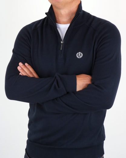 Henri Lloyd Morgan – Strickpullover mit halbem Reißverschluss in Marineblau