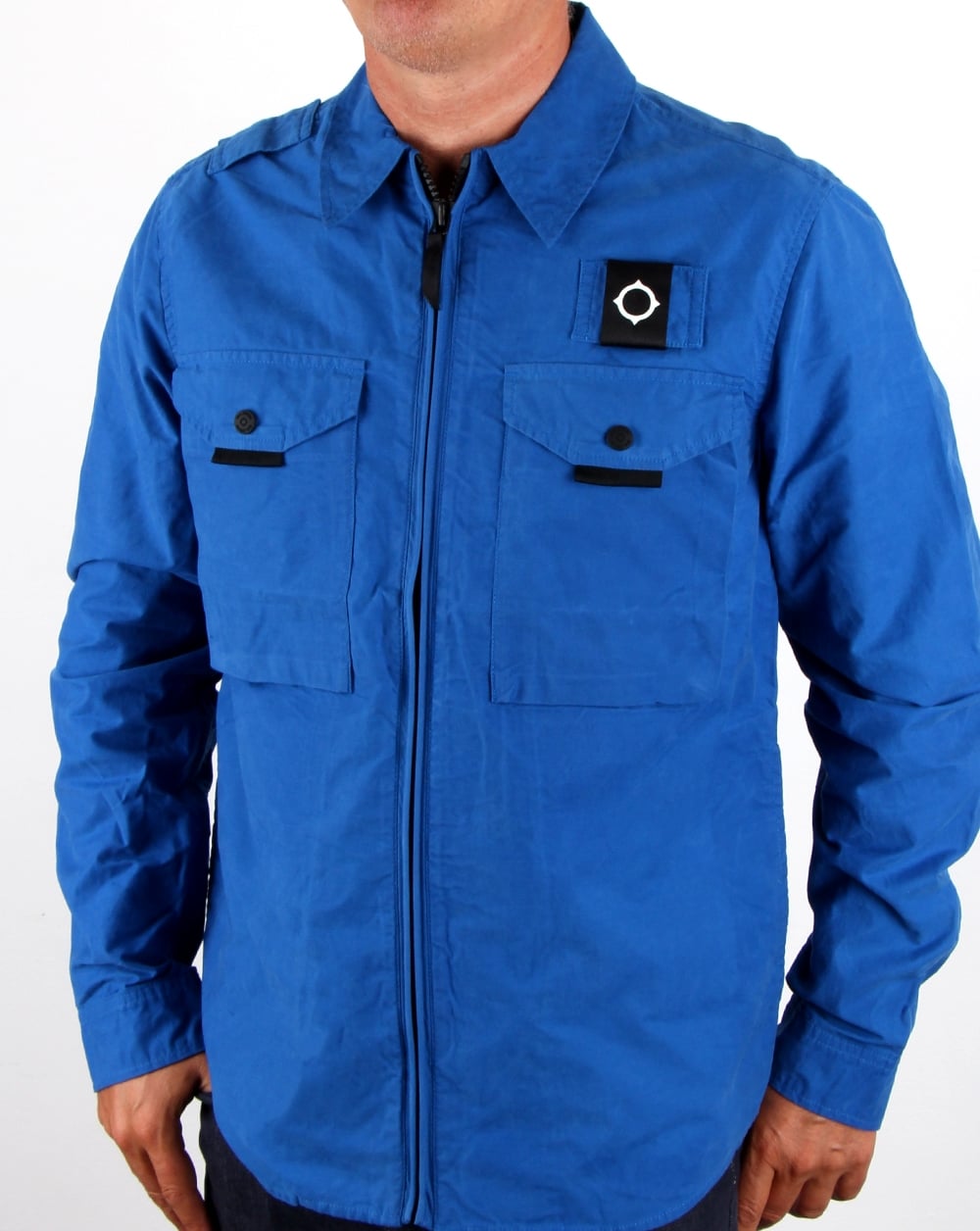 Ma.strum Pickerel Zip Through Overshirt Leuchtendes Blau