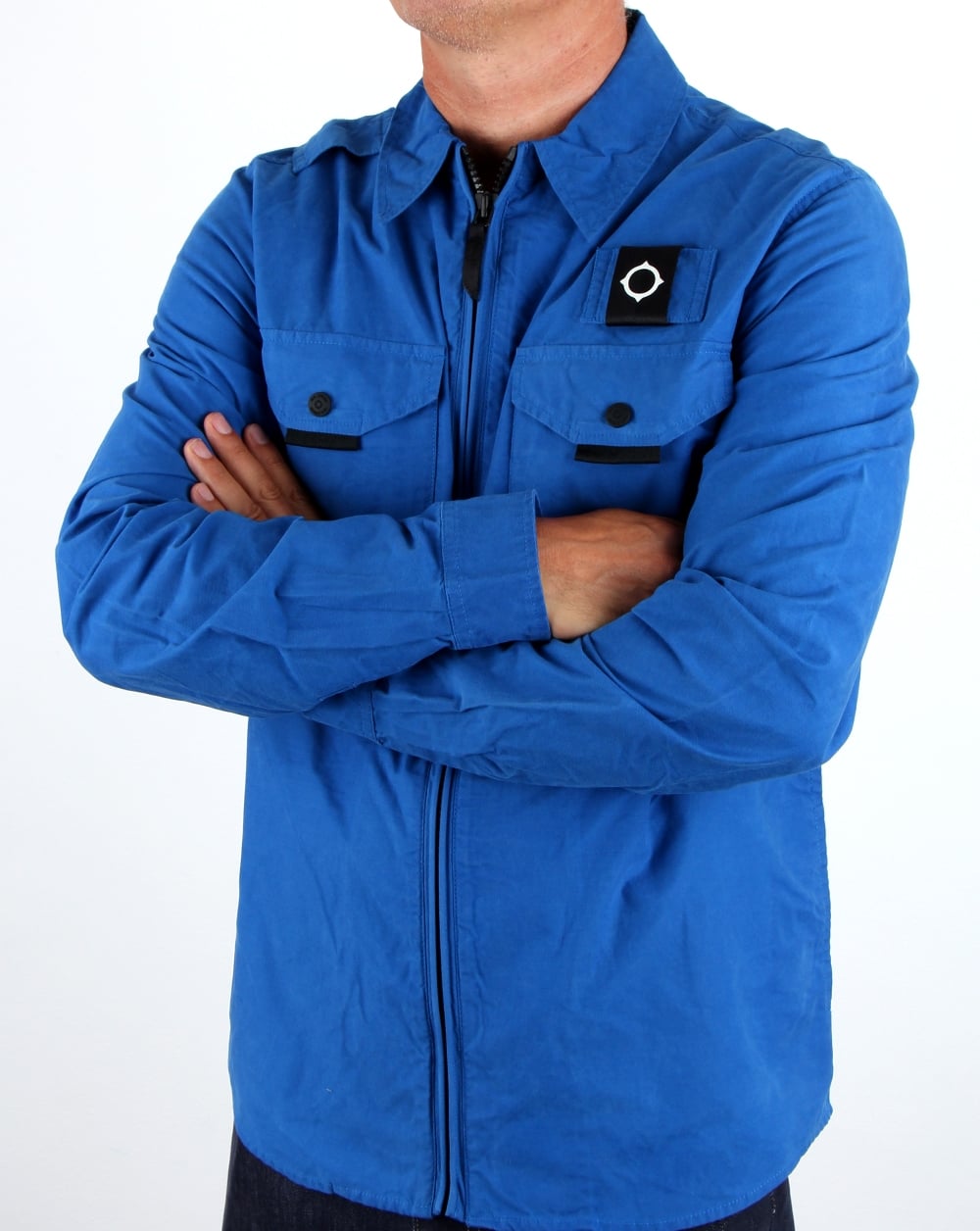 Ma.strum Pickerel Zip Through Overshirt Leuchtendes Blau