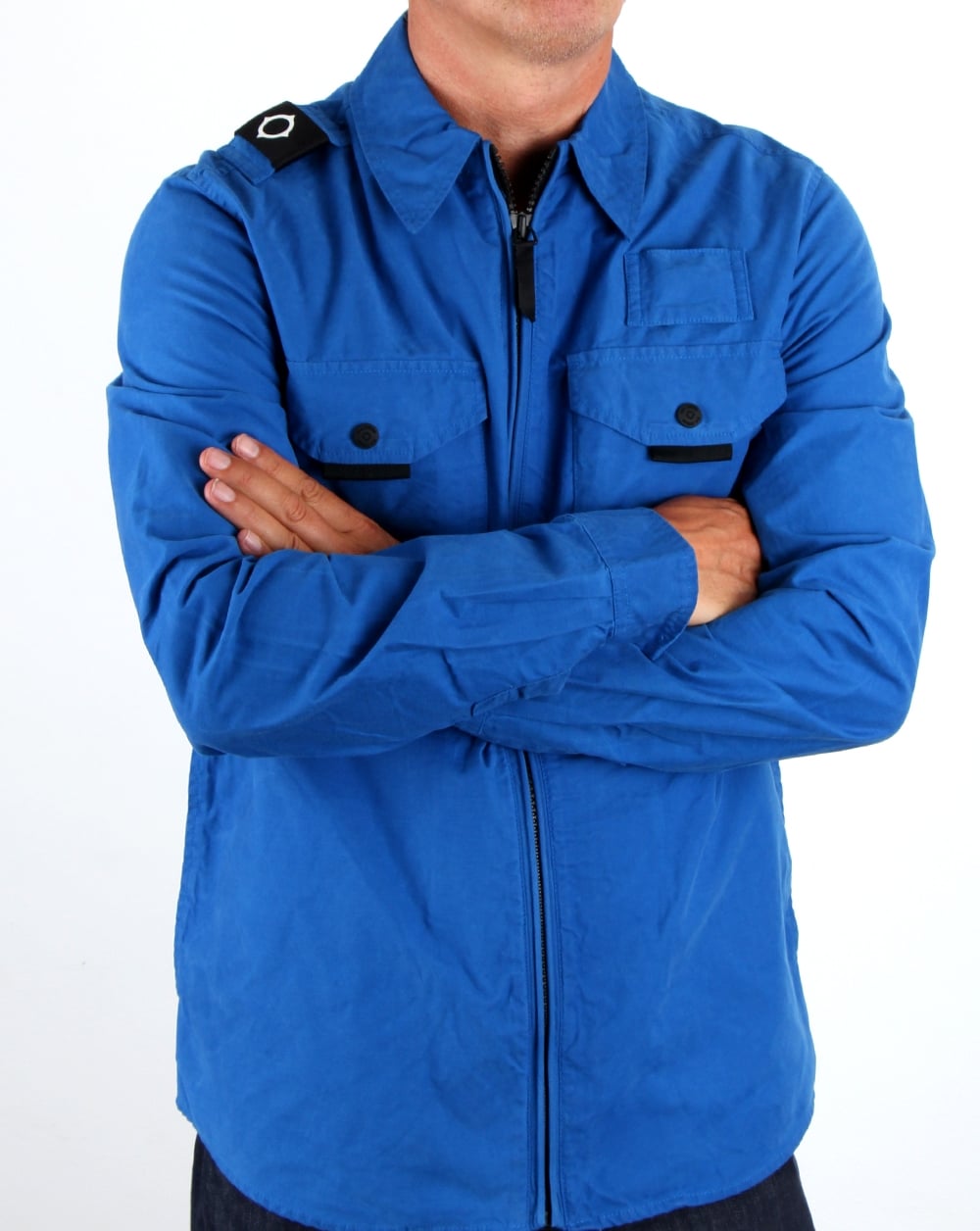 Ma.strum Pickerel Zip Through Overshirt Leuchtendes Blau